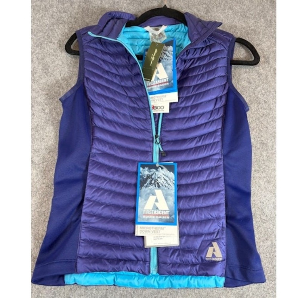 Eddie Bauer First Ascent MicroTherm Down Vest Purple Blue 800 Fill Womens Small